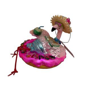 Flamingo Cocktail Made of Glass Ornament Pool Beach Floaty Swim Tropical Hawaii